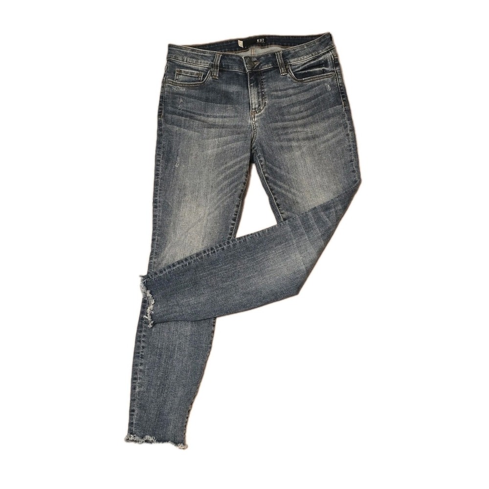 Kut from the Kloth Connie Womens Size 8 Ankle Skinny Jeans Distressed Hems Blue